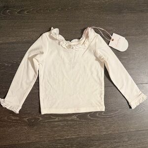 SweetHoney Cream Ruffle Neck Long-Sleeve Tee